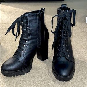 Black Lace up Booties